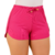 Short Feminino De Malha Canelada Rosa Curto Com Cintura Alta Ajustavél na internet