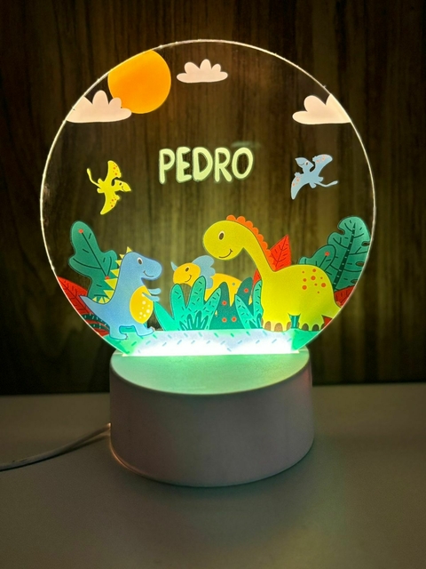 Luminária Infantil Dinossauro com Nome Personalizado