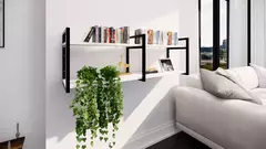 Prateleira Industrial ZARA Kit Completo para Escritório, Sala e Cozinha MDF 40x120x30cm (AxLxP)