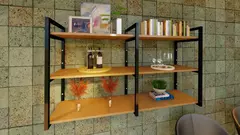 Prateleira Industrial ZARA Kit Completo para Escritório, Sala e Cozinha MDF 68x120x30cm (AxLxP)