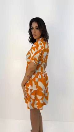 Vestido curto gola e franzido - Nefertari