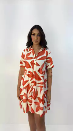 Vestido curto gola e franzido - loja online