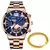 Imagem do Relógios masculinos de luxo pulseira de ouro aço inoxidável quartzo calendár