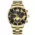 Relógios masculinos de luxo pulseira de ouro aço inoxidável quartzo calendár - loja online