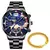 Relógios masculinos de luxo pulseira de ouro aço inoxidável quartzo calendár