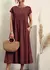 Vestido solto de algodão e linho sem mangas com bolsos