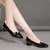 Moda feminina doce preto couro real primavera &amp; outono sapatos de salto alto - loja online