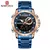Naviforce 9163 luxo original esporte relógio de pulso para homens quartzo aço - loja online