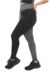 Calça legging fitness mescla com preto, destacando o design de duas cores e ajuste confortável.