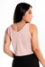 Blusa rosa feminina com detalhe de telinha, vista traseira, ideal para moda fitness.