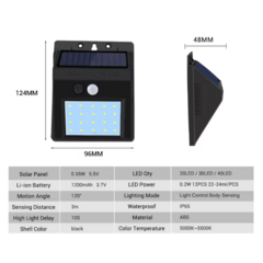 Reflector Led Solar con Sensor de Movimiento