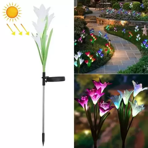FLOR DE LIRIO CON LED Y PANEL SOLAR x 2 UNIDADES KQ-1001