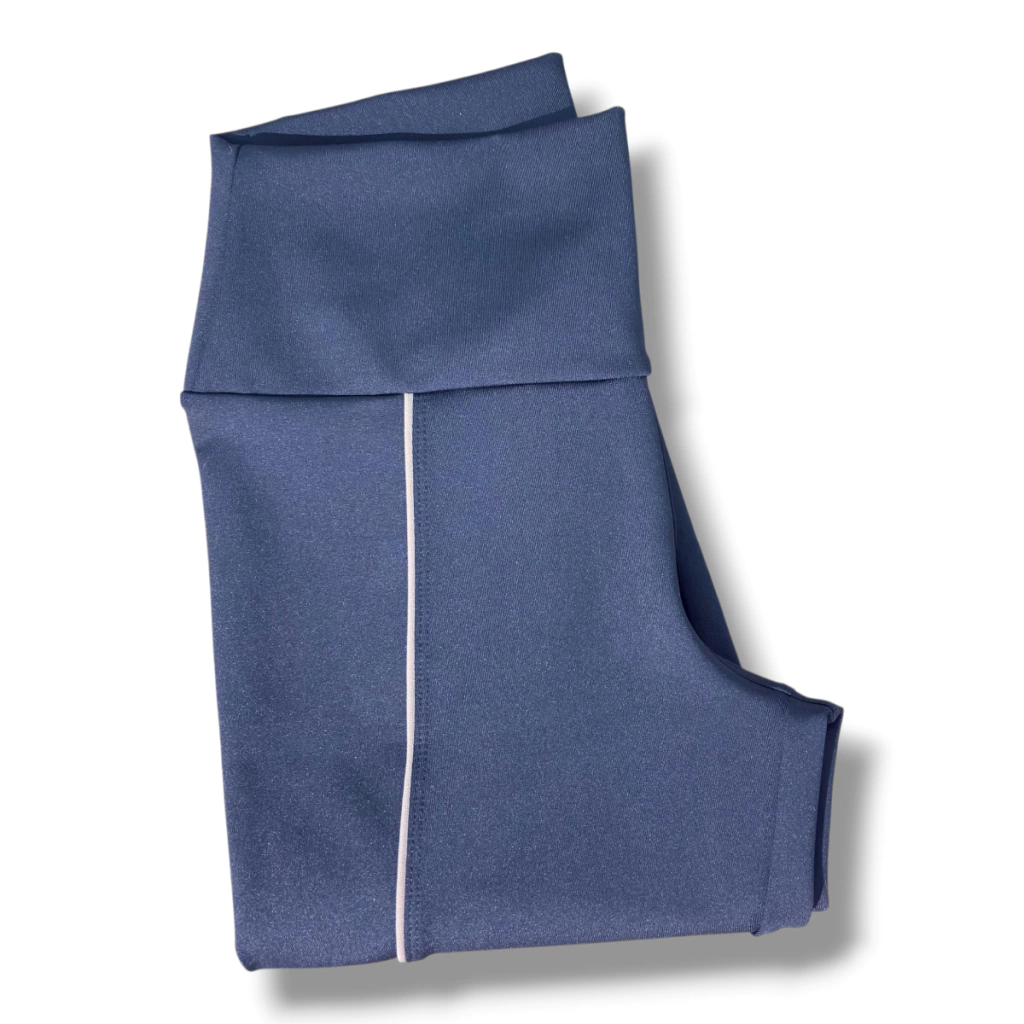 Calça Legging (TAMANHO M) Preta com detalhe bege cós alto