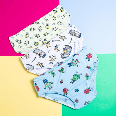 Cueca infantil algodão estampada - kit 3 unidades