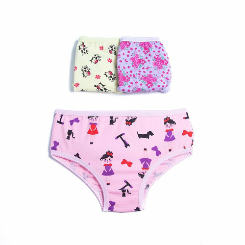 Calcinha infantil de algodão estampada - kit com 3 unidades