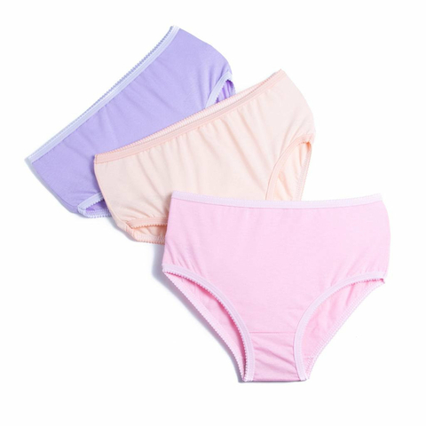 Calcinha infantil de algodão lisa basica - kit 3 unidades