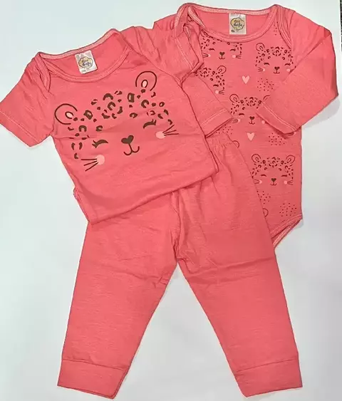 Kit conjunto 3 peças Bebê Mini Grife Menina