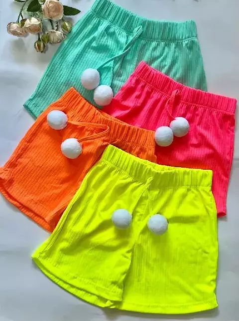 Short Menina Canelado Neon