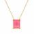 Colar Dourado de Pedra Retangular Rosa - comprar online