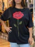 T-shirt Preta Oversized Rosa Farm