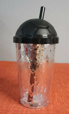 Vaso glitter tapa fútbol 350 c.c - comprar online