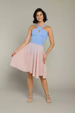 Saia Crepe Midi Godê com elástico interno na cintura-Nude