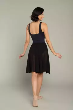 Saia Crepe Midi Godê com elástico interno na cintura-Preta - comprar online
