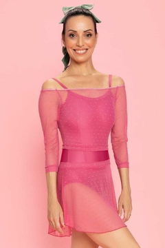 Saia com Cós de Tule Poá - Rosa