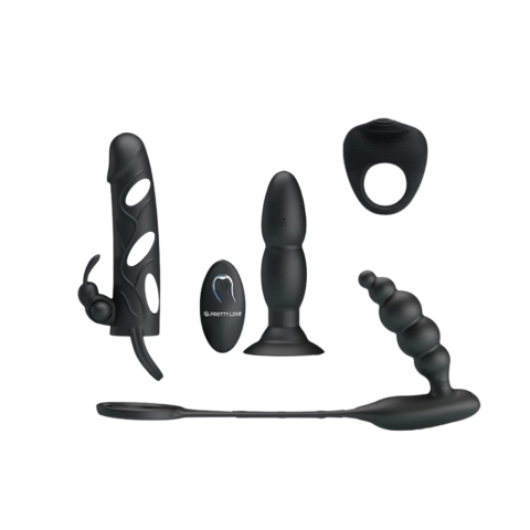 Set Dual Pleasure (Funda peneana, anillo vibrador, anillo, vibrador anal)