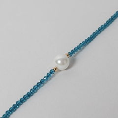 Choker Pedra Azul e Pérola - comprar online