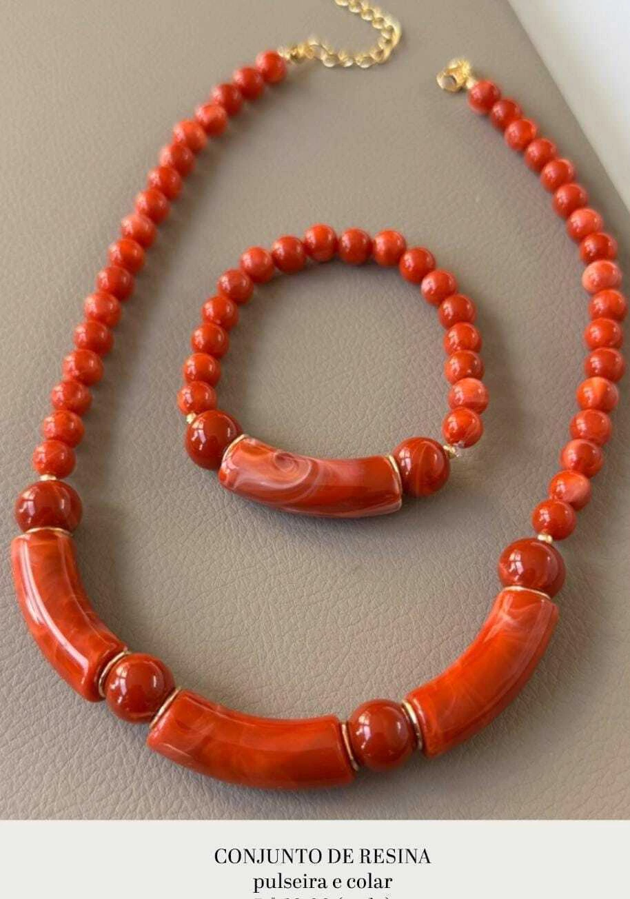 Coleção Ousadas: Conjunto Colar e Pulseira terracota
