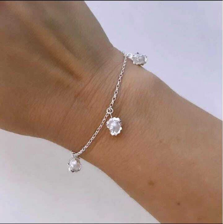 Coleção Delicadeza: Pulseira Pérolas Trabalhadas Prata 925
