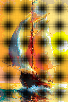 Pixel Art 64x96: O Navio a vela sobre o por do sol