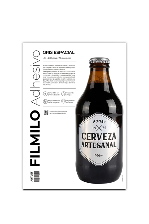 FILMILO Adhesivo Gris Espacial A4 – Hoja individual