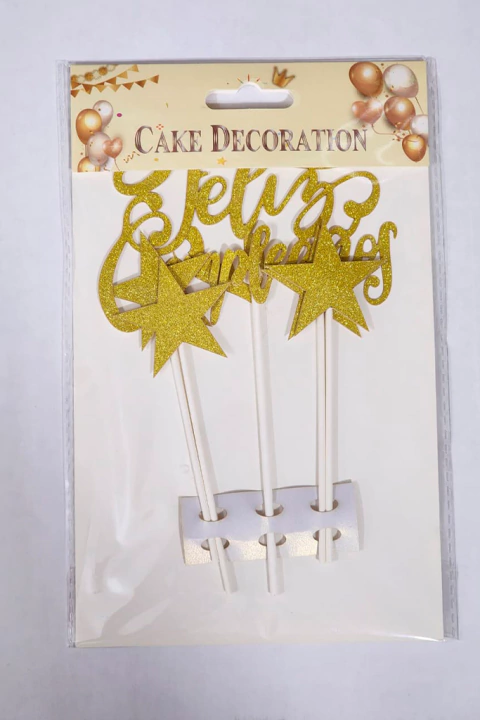 Topper Decorativo para Torta Feliz Cumpleaños con Brillo