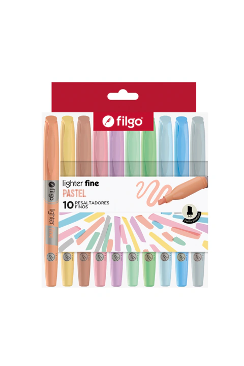 Resaltadores Filgo Lighter Fine Pastel x10 Colores – Punta Fina