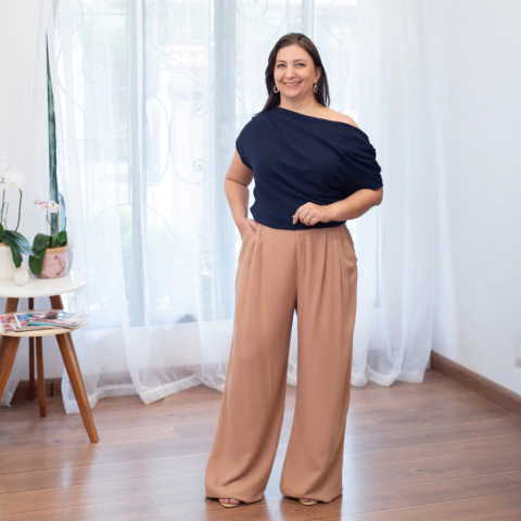 Calça pantalona de viscose - Heleninha - comprar online