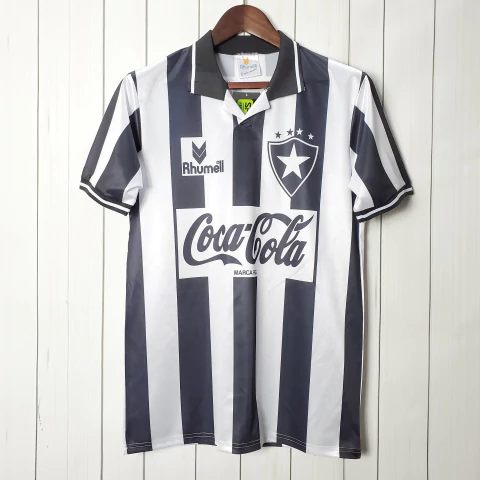 Camisa Botafogo I Retrô 1994 - Torcedor Masculina - Preta e branca com patrocínio da coca cola - comprar online