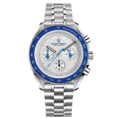 Reloj Pagani Design Pd-1701 Cronógrafo, Acero, Azul Y Blanco