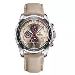 NAVIFORCE Reloj Hombre Acero y Correa Cuero Beige - Diseño Exclusivo y Durabilidad - comprar online