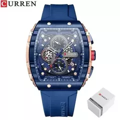 CURREN Reloj Hombre Casual Deportivo Blue -Square Cronógrafo Acero Pulsera Visualización de Fecha - comprar online