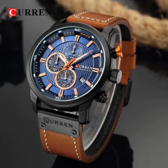 CURREN Reloj Hombre Deportivo Cronógrafo Malla de Cuero - IMPORTLANDIA