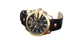 CURREN Reloj Hombre Cuero Acero Negro y Dorado - IMPORTLANDIA
