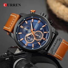 CURREN Reloj Hombre Deportivo Cronógrafo Malla de Cuero - tienda online