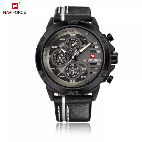 NAVIFORCE Reloj Hombre Acero y Correa Cuero Negro - Estilo y Precisión - comprar online