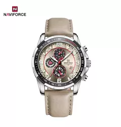 NAVIFORCE Reloj Hombre Acero y Correa Cuero Beige - Diseño Exclusivo y Durabilidad en internet