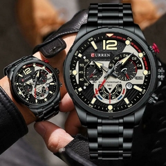 CURREN Reloj Hombre Black Cronógrafo Acero Reloj Pulsera Visualización de Fecha en internet