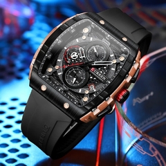 CURREN Reloj Hombre Casual Deportivo Black-Square Cronógrafo Acero Pulsera Visualización de Fecha - comprar online