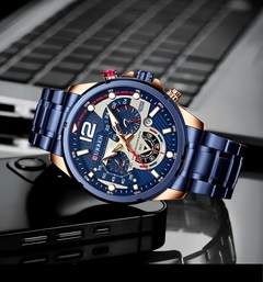 CURREN Reloj Hombre Blue-Gold Cronógrafo Acero Pulsera Visualización de Fecha - comprar online