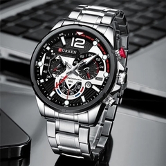 CURREN Reloj Hombre Grey-Melange Cronógrafo Acero Pulsera Visualización de Fecha - comprar online